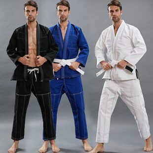 巴西柔术道服男女2019新款训练柔术防磨服儿童柔术服黑蓝白定制