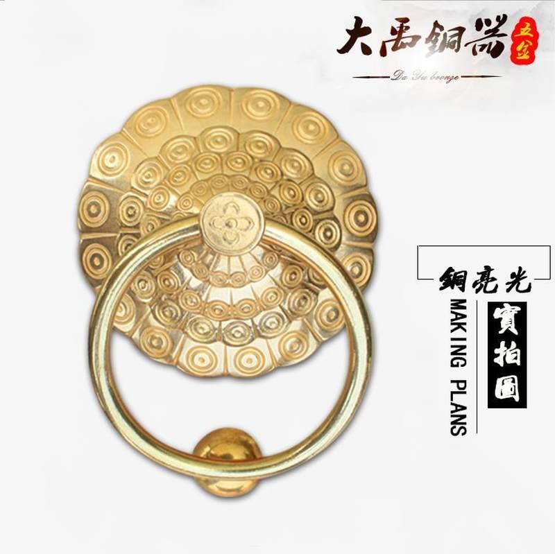 仿古大门纯铜兽i头门环老式木门拉手狮H头把手复古圆形拉环锁扣插