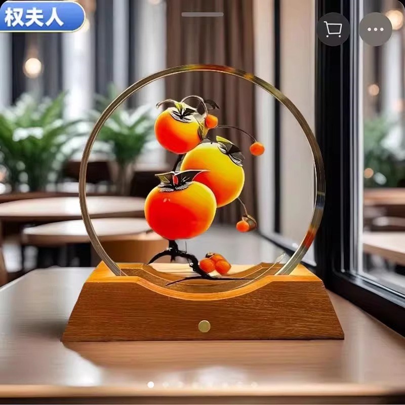 权夫人圆形水晶摆件京婉家居装饰品客H厅玄关酒柜工艺品玻璃砖摆