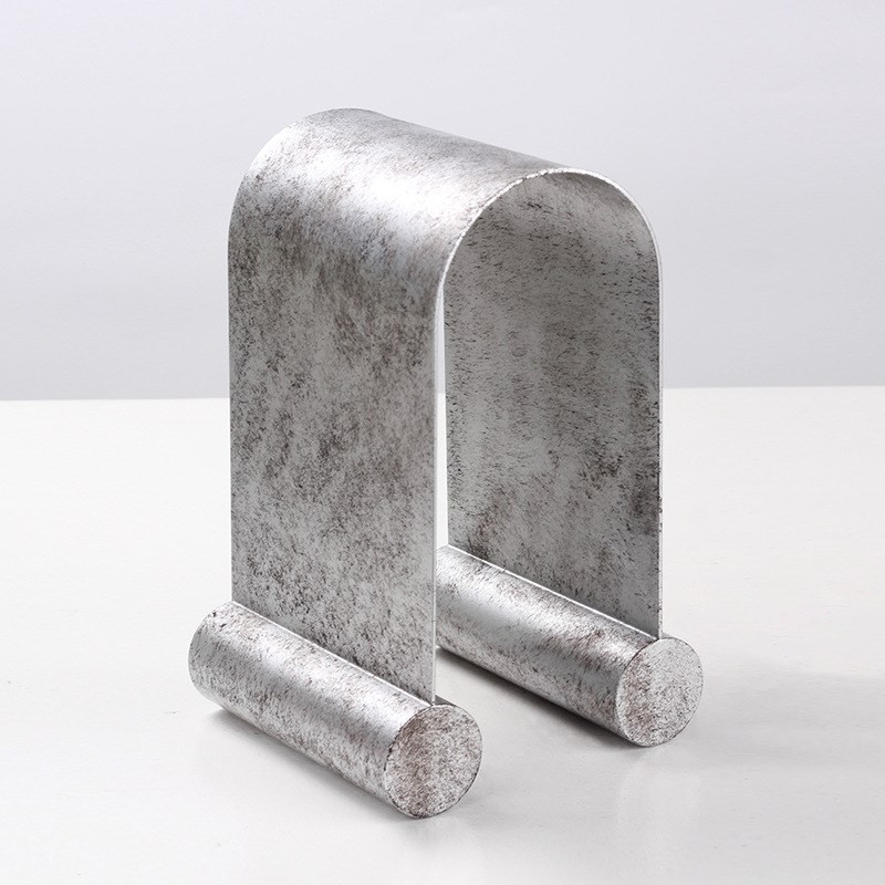 侘寂风氛围感软装艺术抽象金属几何拱门摆L件样板间家居客厅转饰