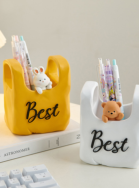 卡通动物笔筒摆件创意可爱书w房桌面大容量文具收纳盒女孩生日礼