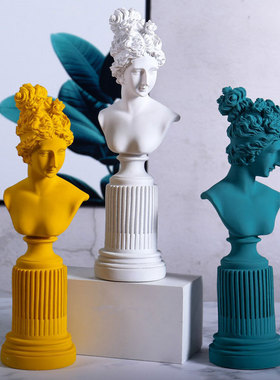 北欧风维纳斯树脂头像酒柜摆件雕塑艺G术品创意人物办公桌上装饰