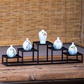 茶桌博古架小型现代简约铁艺多宝阁茶室置物架小摆件茶壶展示架子