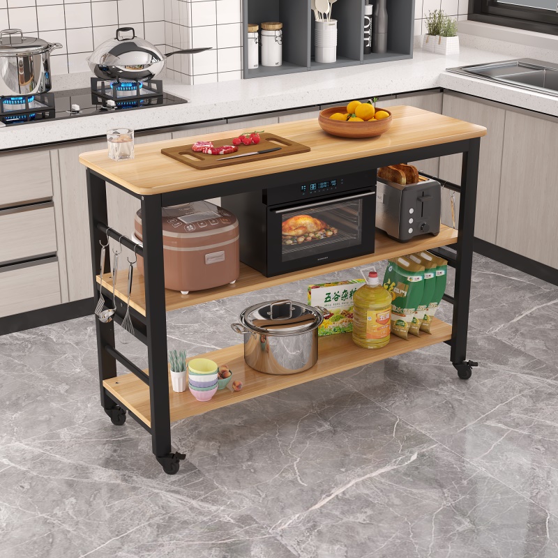 厨房切菜桌家用带轮子小长桌子多功能置物桌简易多层X长方形桌餐