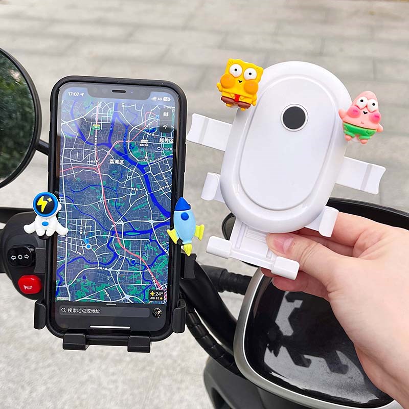 电动摩托骑车手机导航支架防水防震可爱卡通自行车手机固定架外卖