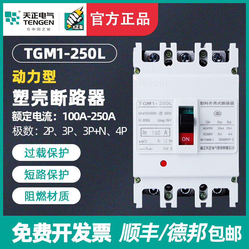 天正1-250L/33002电动机保护塑壳断路器 空气开关200A160A250A