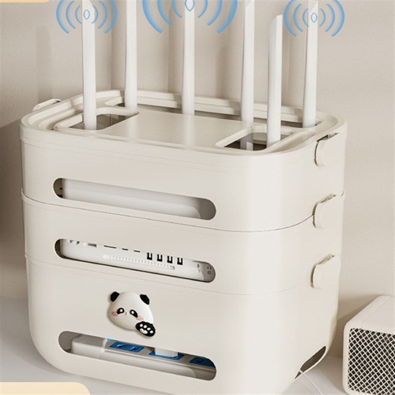 WiFi路由器收纳盒电视机顶盒置物架多层便捷奶油风插板整理储物盒