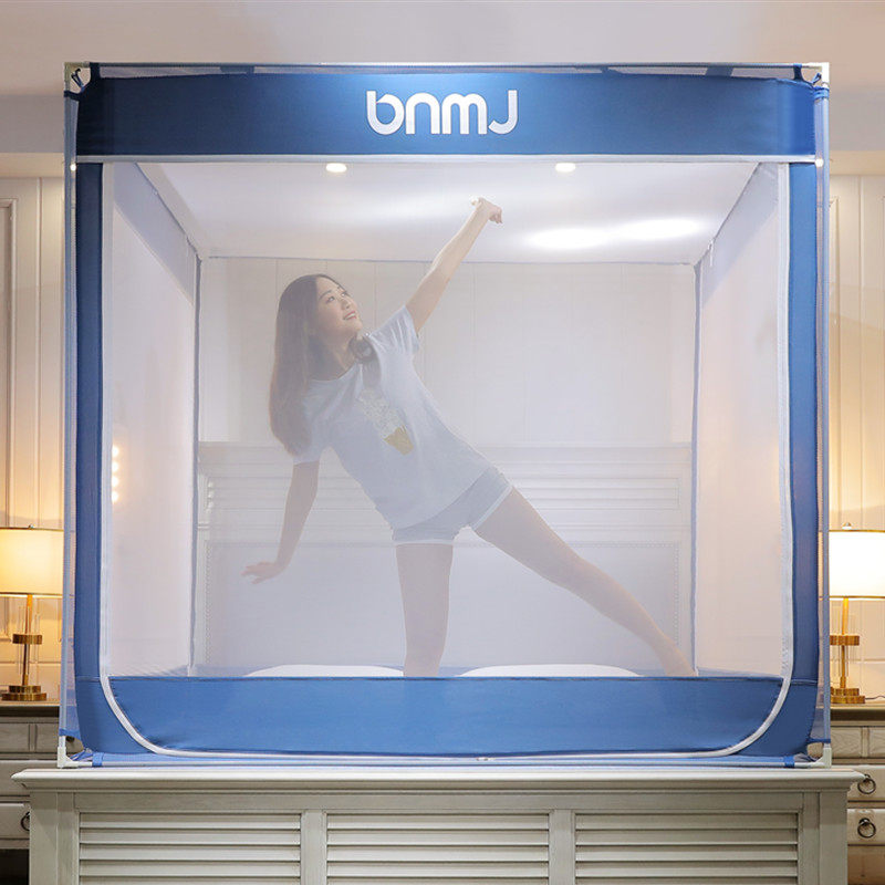 新款防摔坐床拉链蚊帐1.5m米加密蒙古包1.8m床公主风家用加厚支架