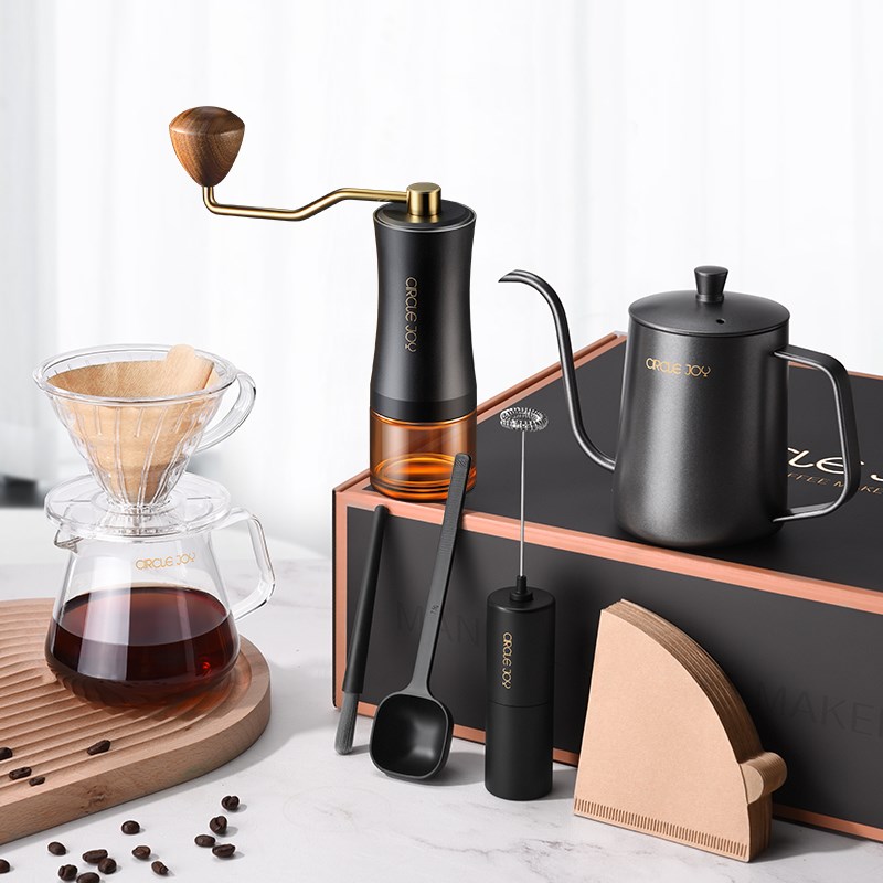 圆乐手冲咖啡壶套装礼盒 G6手摇磨豆机滤杯 手冲咖啡壶全套器具