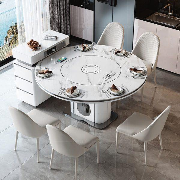 国补2025新款岩板岛台餐桌一体家用伸缩折叠圆桌带电磁炉转盘轻奢,住宅家具,岛台餐桌,淘宝优惠券,粉丝福利购,淘宝优惠卷