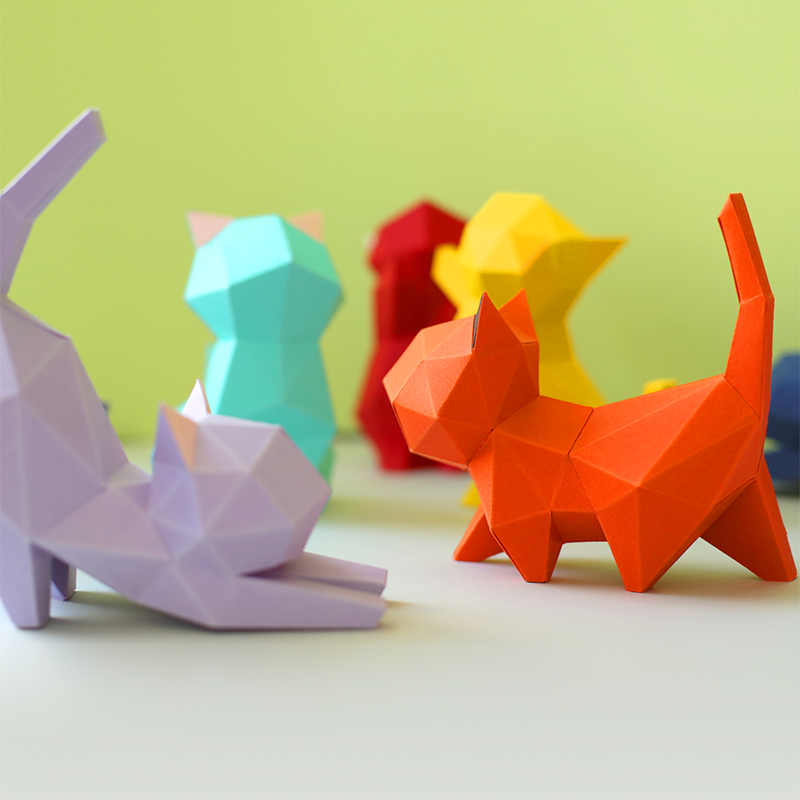 3d立体折纸猫咪纸模益智玩具礼物