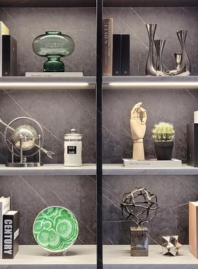 样板间现代简约客厅书房玄关家居轻奢烛台陶瓷玻璃道具摆件ZH2632