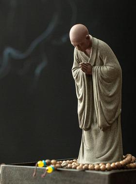 久造创意中式陶瓷小和尚摆件禅意小沙弥家居博古架摆设鱼缸装饰品