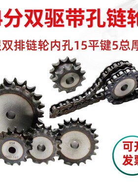4分08B双驱链轮/假双排内孔15键槽5厚度30非标加工量大价优