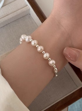 韩式韩版轻奢小众设计p感珍珠半镯手链女简约气质百搭高级ins手饰