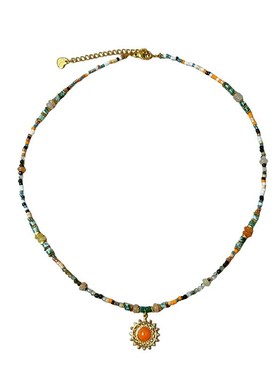 天然石拼b接串珠项链女复古小众原创设计钛钢配件日常百搭中式颈