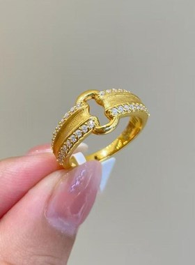 珠宝 中古拉m丝元宝O字扣戒指S925银时尚百搭高级感指环直播