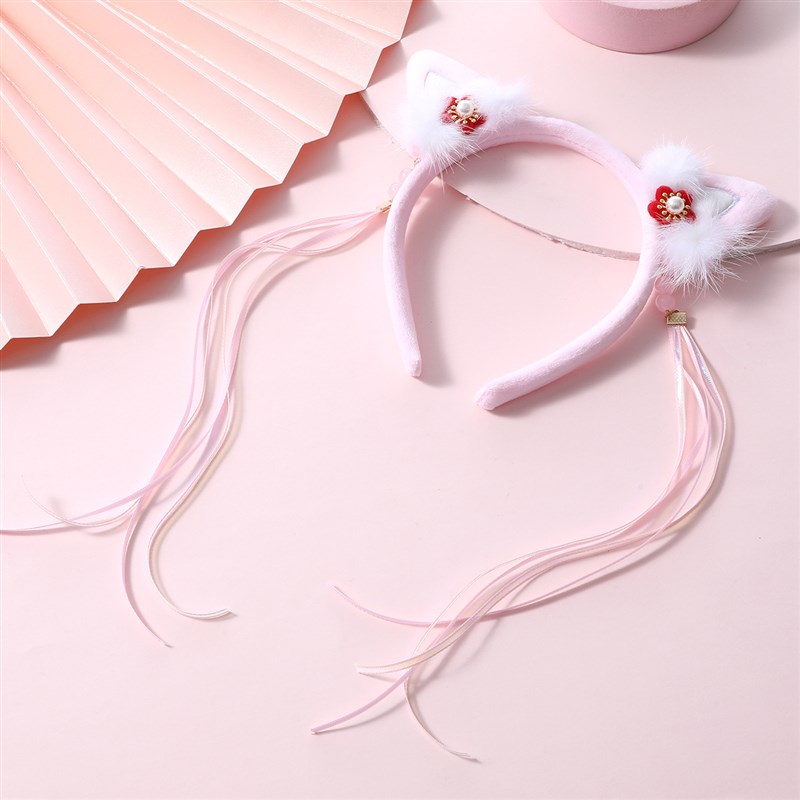 立体可爱兔耳朵头饰毛绒兔耳朵发箍发夹高颜值超T柔兔耳朵流苏发