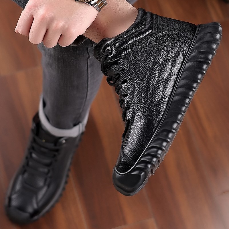 头层牛皮b羊毛冬季男士棉鞋高帮休闲真皮加绒加厚保暖爸爸皮鞋男