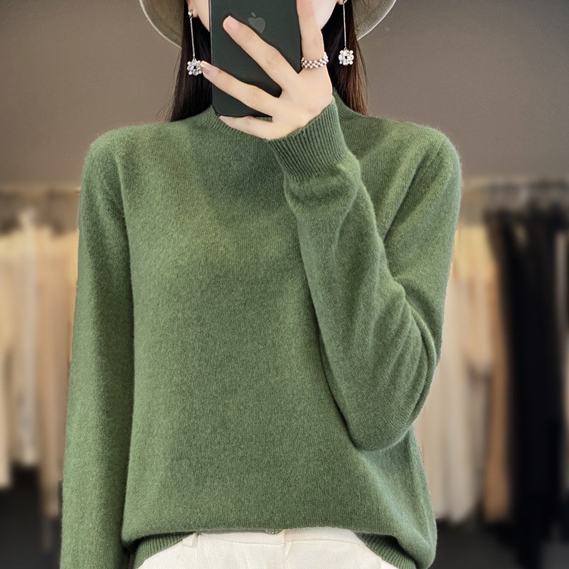 一线成衣无缝毛衫女半高t领套头毛衣时尚显瘦保暖针织打底衫