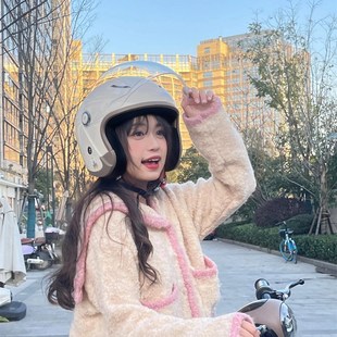 头盔女电动车冬季骑行保暖防寒护耳可爱3c认证车半盔防雾通用