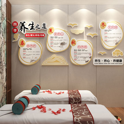 中医文化养生馆形象背景墙面装饰美容院布置推拿采耳足疗店贴挂画