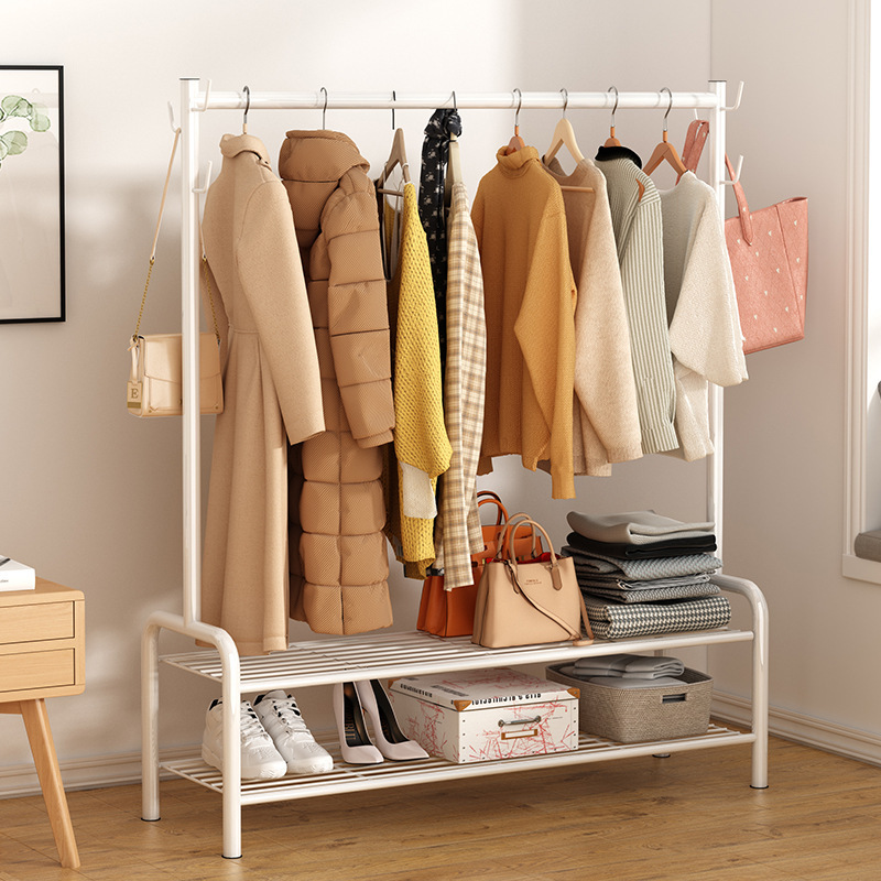 晾衣架落地折叠室内晒衣架阳台卧室挂衣架子家用简易单杆式衣帽架