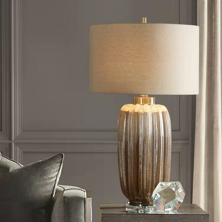 美式南瓜型台灯样板房设计师软装别墅现代客厅卧室床头陶瓷台灯