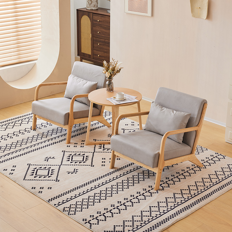 A9L免洗科技布单人沙发椅子实木休闲椅酒店民宿阳台接待洽谈桌椅