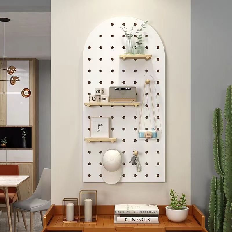 搭配实木挂板入户玄关洞洞板墙面置物架墙上隔板收纳架墙壁展示架