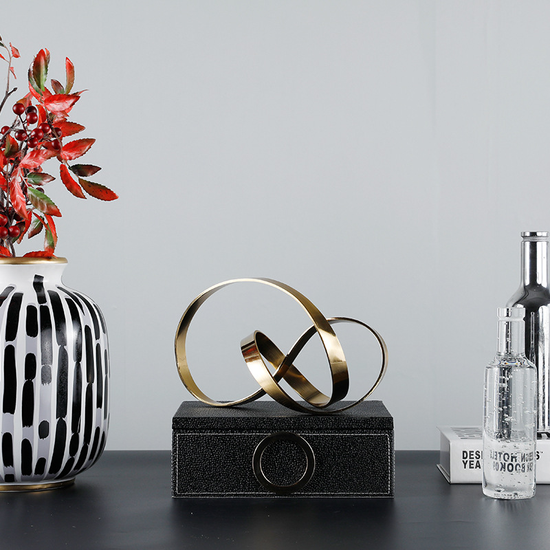 抽象金属摆件绳结装饰品 客厅样板房书架柜书桌前卫艺术软装摆设