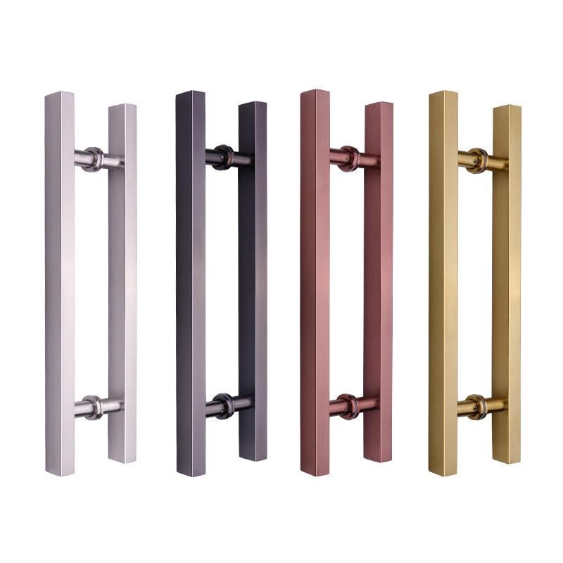 加厚不锈钢中式玻璃m门拉手玫瑰金门把手大门有框门大拉手方管对