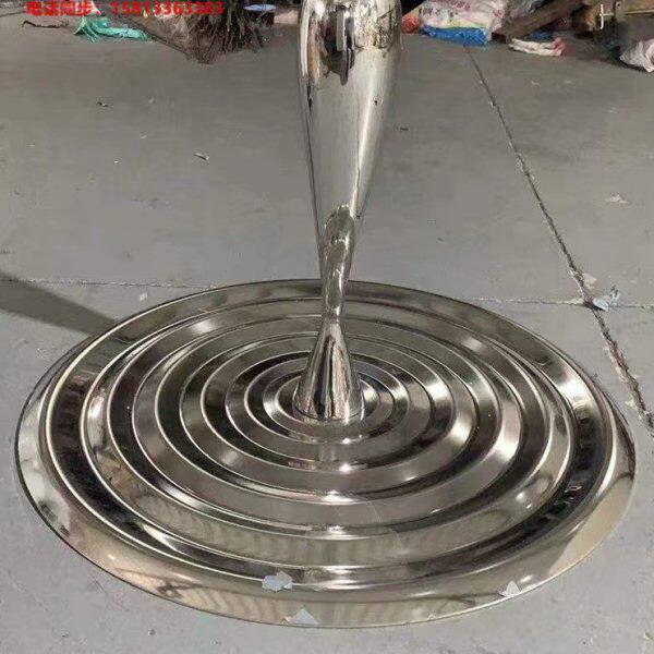 不锈钢镜面水滴水波纹雕塑摆件户外水景金属水盘涟漪装饰艺术小品