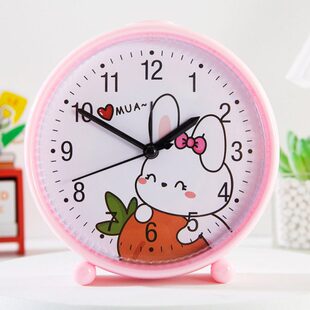 可爱闹钟桌面儿童学生客厅个性台钟创意摆台式夜灯座钟简单时钟表