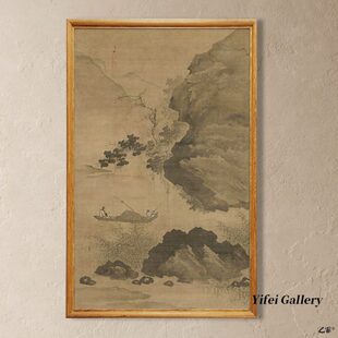 桔子格调 渔舟读书图 中古新中式客厅书房茶室挂画复古卧室装饰画