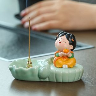创意唐仕女香炉摆件家用室内桌面摆设盘香线香底座香插座香架香薰