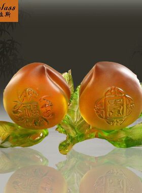 班德拉斯  福寿双全琉璃寿桃摆件送老人生日礼物祝寿寿礼家居饰品