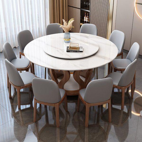 实木岩板餐桌椅组合现代简约高端小户型圆形家用圆桌带转盘吃饭桌,住宅家具,岩板餐桌,淘宝优惠券,粉丝福利购,淘宝优惠卷