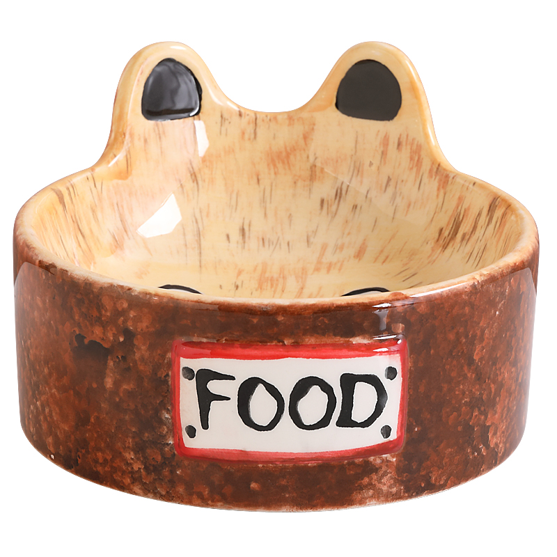 小马行空手画土耳其陶瓷猫碗可爱C创意卡通防打翻高脚猫食盆狗碗