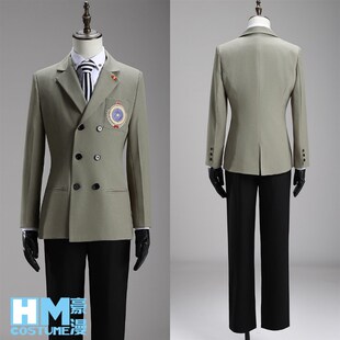 豪漫 女神异闻录cos 明智吾郎cos服 灰色西装制服全套