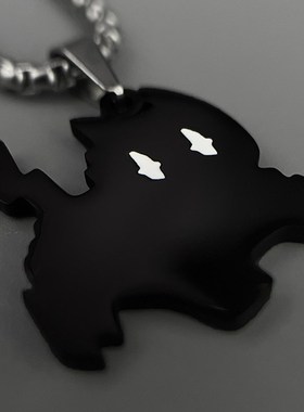 PDSTYLE闪电黑猫popular潮流项链男冷淡风女生钛钢情侣高级感吊坠