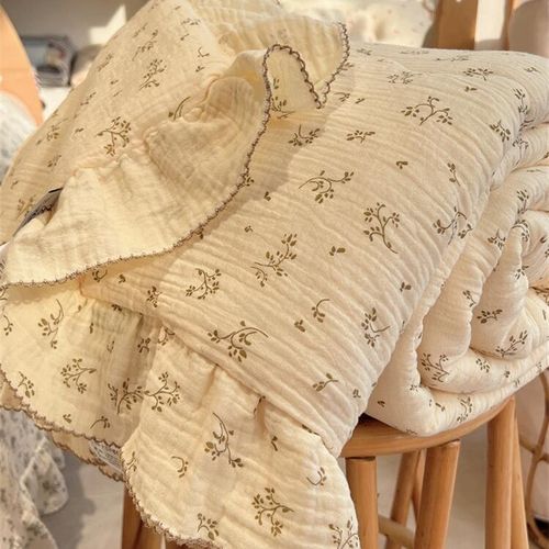 公主风大豆被A类皱皱双层纱布春秋被芯棉被纯棉花边夏凉被四件套