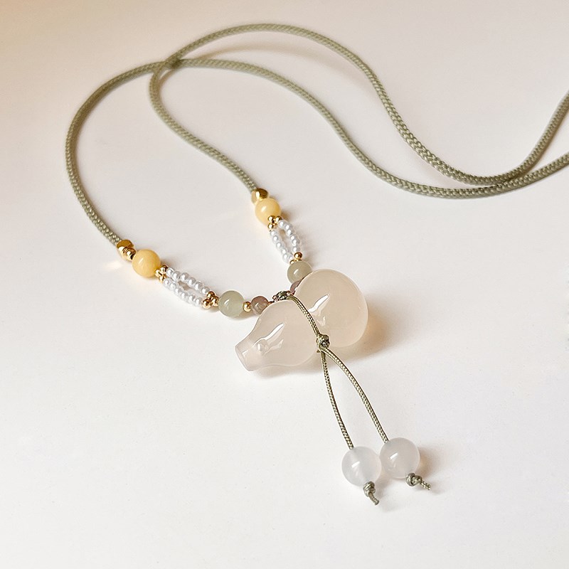 新中式葫芦吊坠编织绳项链女2025新款轻奢小众锁骨链夏天脖子配饰