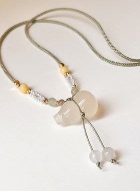 新中式葫芦吊坠编织绳项链女2025新款轻奢小众锁骨链夏天脖子配饰