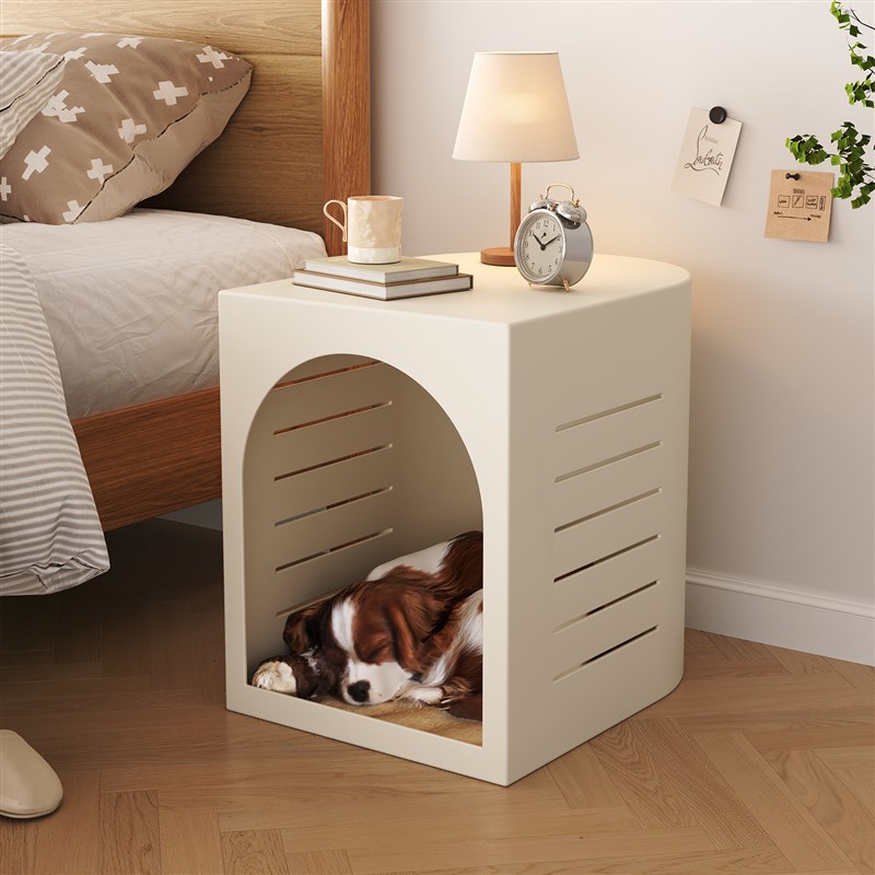 新小型宠物猫窝奶油风四季通用人宠共用床头柜茶几边几一体化猫房