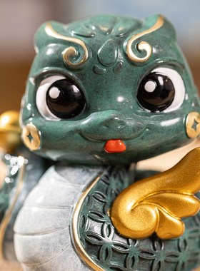朱炳仁铜 灵蛇定乾坤蛇年生肖摆件生日礼物书桌办公桌面装饰