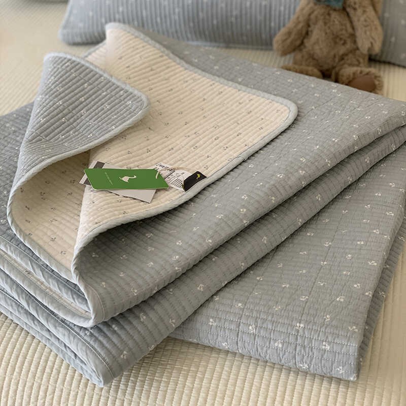 出口大鹅小樱桃双面全棉床盖三件套榻榻米夹棉绗缝加厚大床单