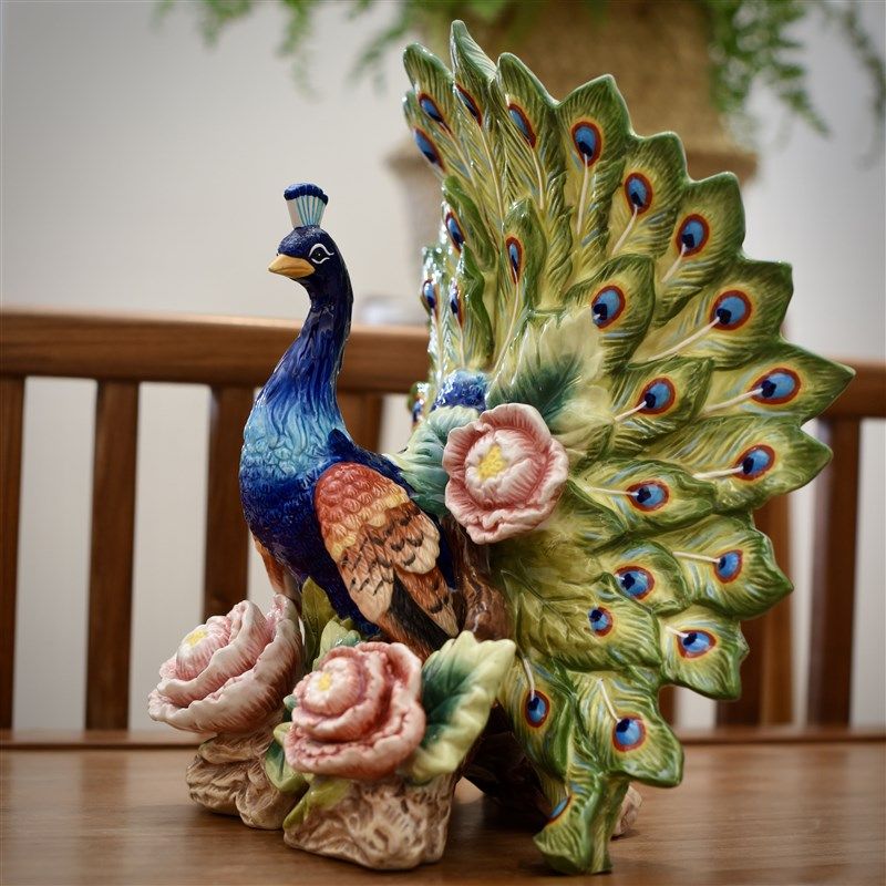 方亚  吉祥孔雀开屏陶瓷家居饰品结婚乔迁礼品电视柜玄关茶几摆件,家居饰品,装饰摆件,淘宝优惠券,粉丝福利购,淘宝优惠卷