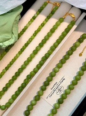 法式绿玛瑙青提项链女小众手工串珠天然葡萄锁骨链叠戴新中式配饰