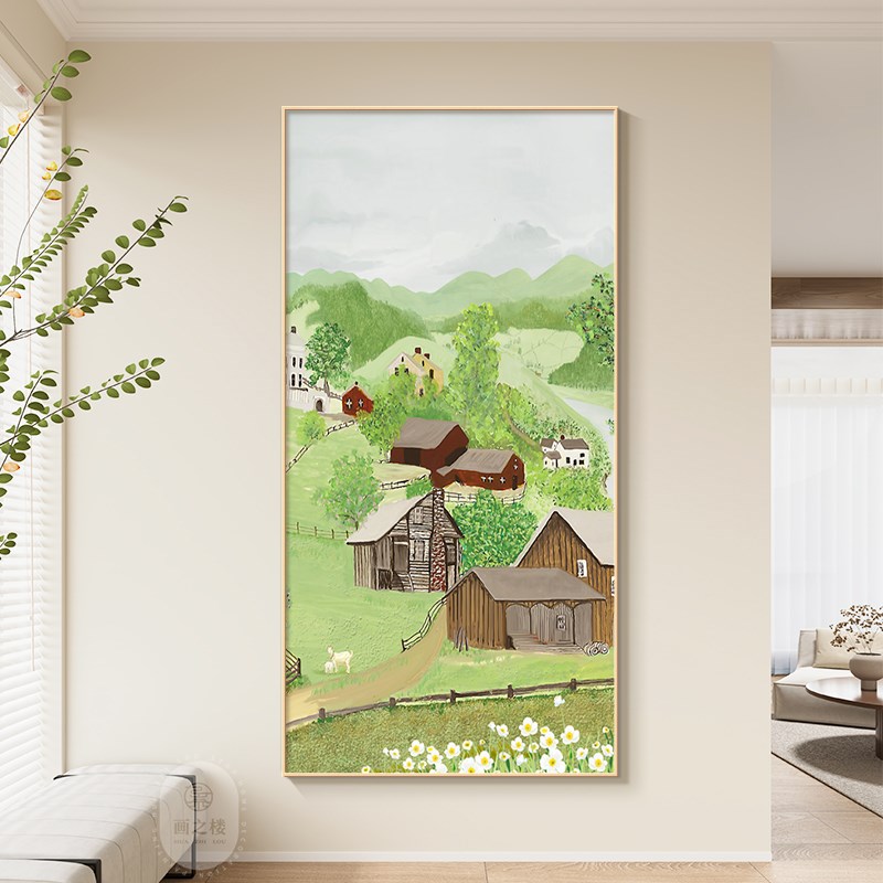 日照金山唯美风景玄关装饰画野地美树子清新系入户正对墙挂画